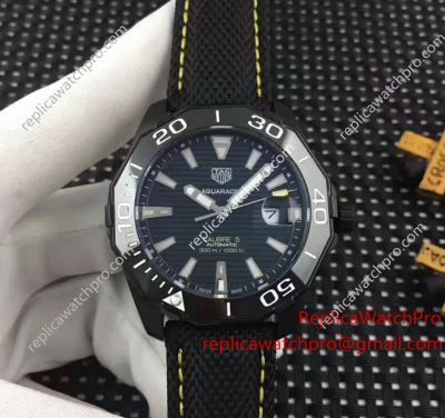 Replica Tag Heuer Aquaracer Calibre 5 Watch Black Case Nylon Strap